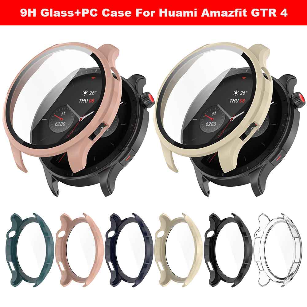Ốp pc + kính cường lực cho huami amazfit gtr 4 vỏ bảo vệ đồng hồ thông minh cho amazfit gtr4 ốp chống sốc