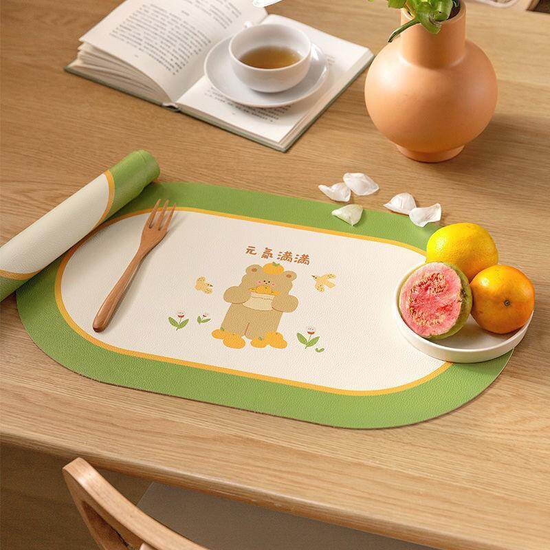 Gambar PU Leather Placemats Multifunctional Kitchen Placemats Dining Table Mats Coffee Pads Mouse Pads Home Decoration for Friends and Families New Year Gift