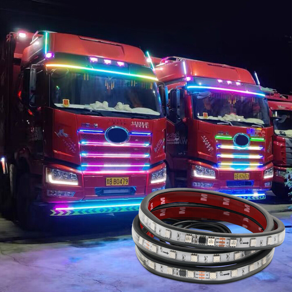KALADA Dải Đèn Led Chạy Bộ Nhấp Nháy 24V Để Trang Trí Xe Tải Van Đèn Tạo Không Khí Nhiều Màu Sắc Năng Động Tạo Kiểu Xe DRL Linh Hoạt