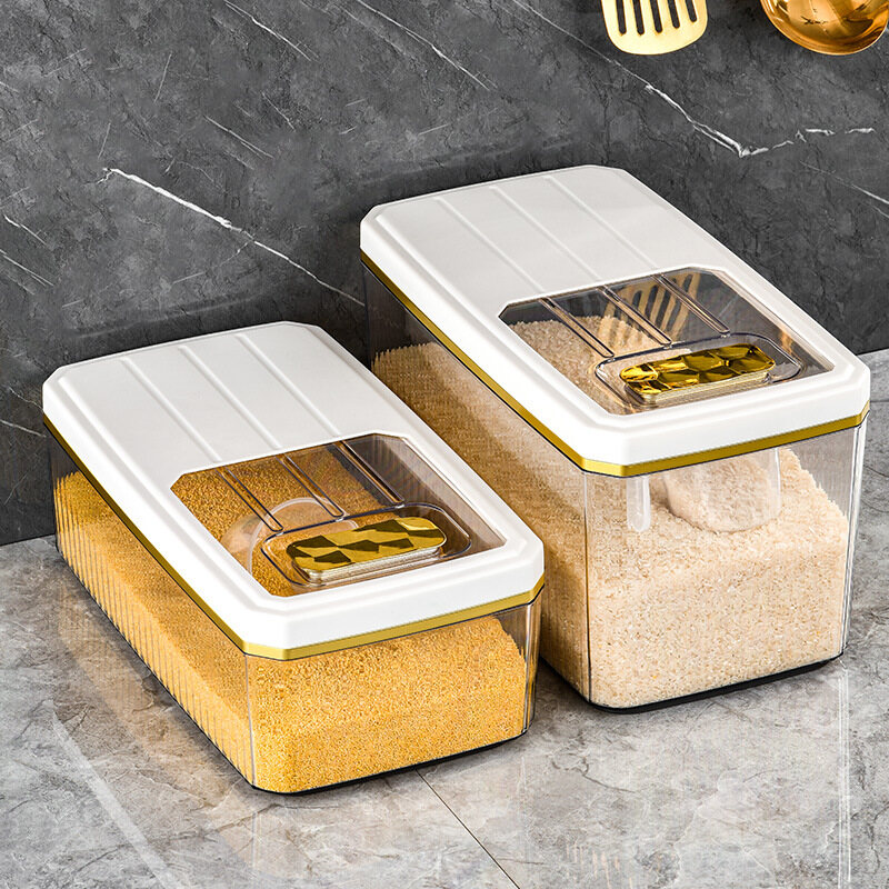 Gambar Kitchen Sealed Pet Rice Bucket Household Plastic Moisture proof Rice Storage Box 5 10kg Rice Tank Insect proof Rice Bucket Box
