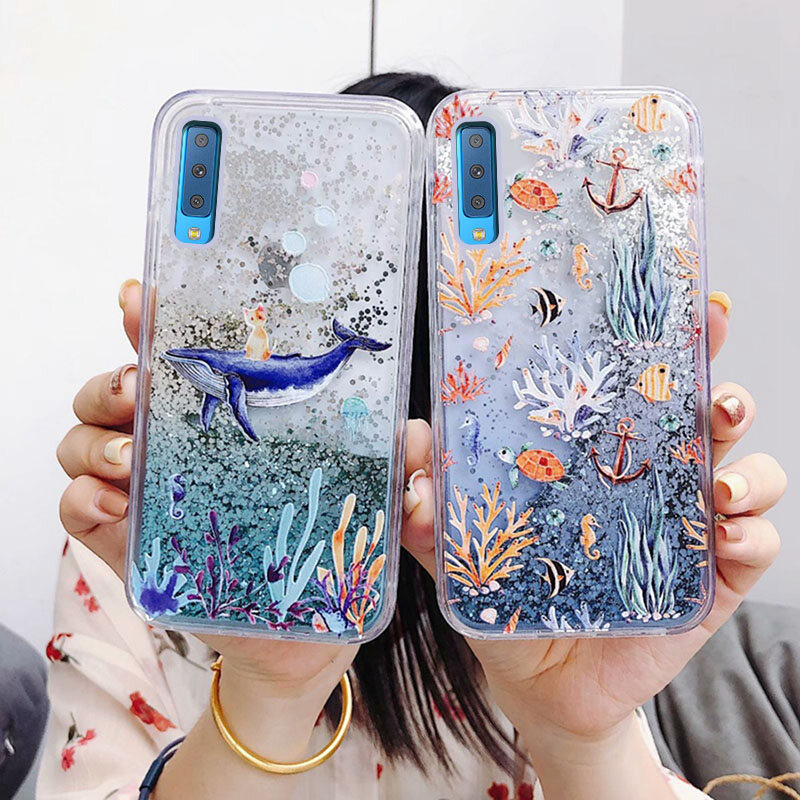 Cho Samsung A7 2018 Vỏ Điện Thoại Cát Chảy Chất Lỏng Động Ốp Silicon Cho Samsung Samsung Galaxy A7 2018 Vỏ