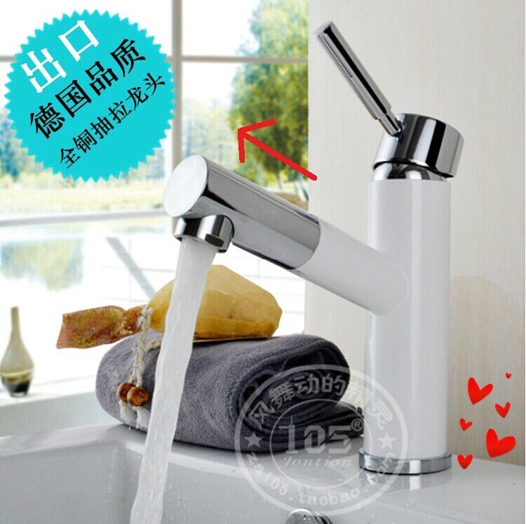 Gambar Copper heightening the stage basin all mail white porcelain smoked pull basin faucet single hole shampoo hot and cold