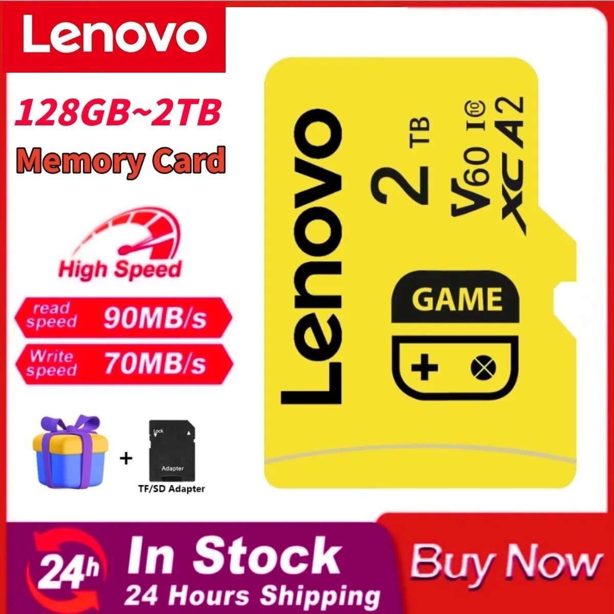 Lenovo Ultra Micro TF SD Flash Card 2TB 128GB 256GB 1TB 512GB Micro SD Card Directly Sent To Mobile Phones ราคา 159 บาท*ส่งฟรี