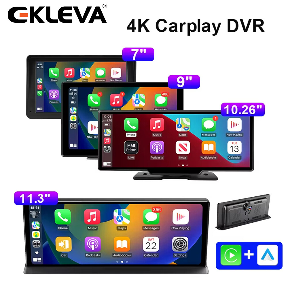 EKLEVA 7"/9"/10.26"/11.26"/11.3" 4K Car DVR wireless Carplay Dash Cam Rearview mirror camera Wifi Android Auto Video Recorder AUX