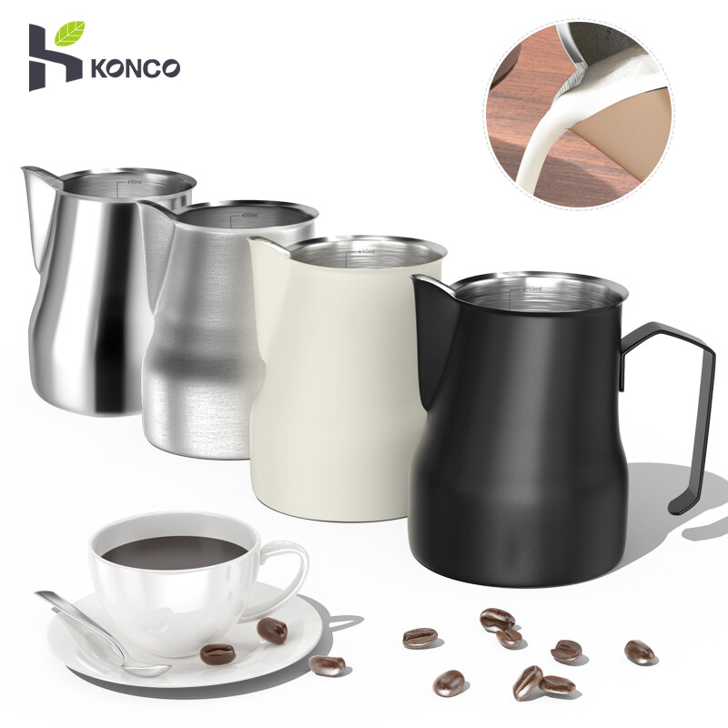 Konco bình tạo bọt sữa 350/500ml bình pha cà phê bằng thép không gỉ 304 bình pha cà phê bình tạo bọt sữa espresso bình tạo bọt sữa cà phê latte thủ công cốc tạo bọt kem sữa có thước đo