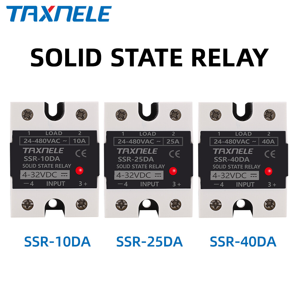 Ssr 40da ssr 25da 10da rơ le bán dẫn dc để ac 4-32vdc đầu vào 24-480vac đầu ra rơ le bán dẫn công nghiệp đơn màu đen ssr relay