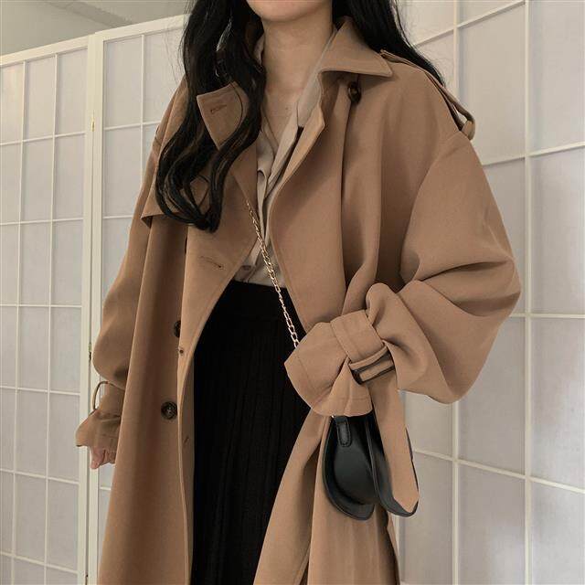 Windbreaker women's spring and autumn new 2021 Korean version mid-length small British style autumn and winter Hong Kong style over-the-knee coat