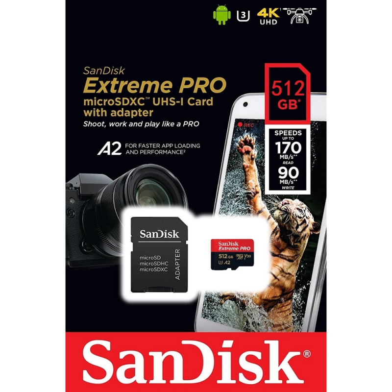 thẻ nhớ sandisk extreme pro thẻ sd u3 128gb 32gb 64gb 256gb 512gb c10 a2 90 mb giây micro sd sd90x 8