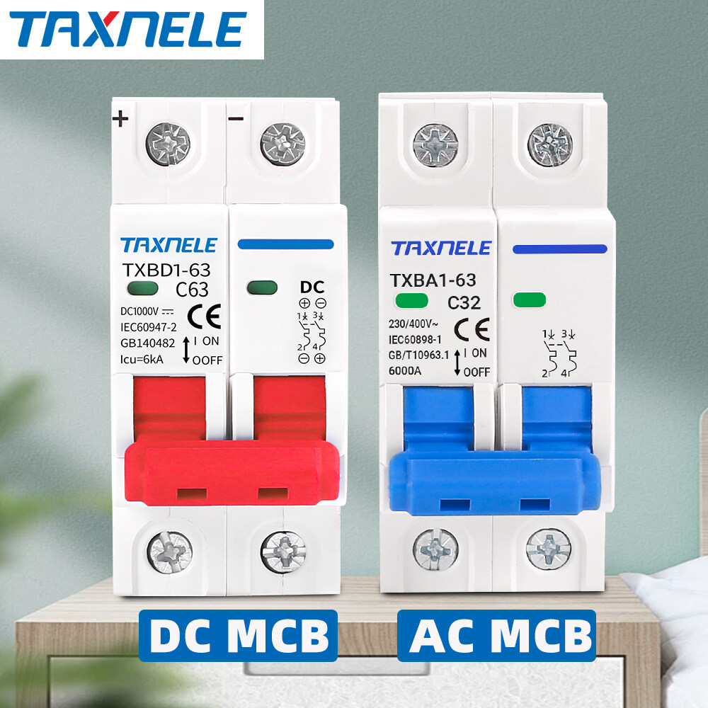 2P DC 1000V Solar Mini Circuit Breaker Battery Switch 6A 10A 16A 20A 25A 32A 40A 50A 63A DC AC MCB for Photovoltaic PV System
