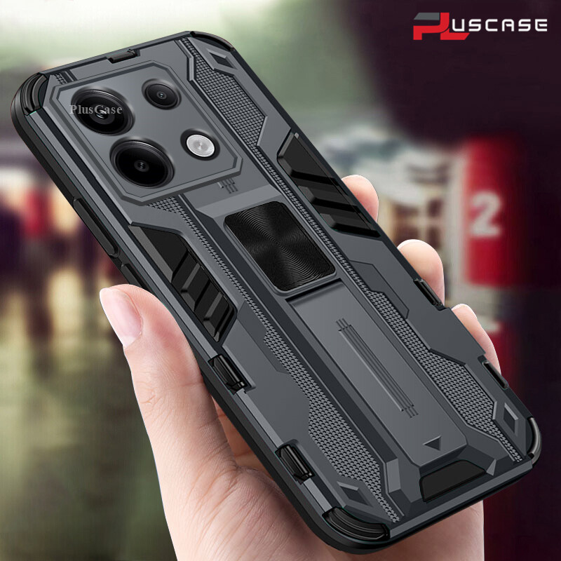PlusCase cho Xiaomi Poco X6 5G X5 Pro Ốp lưng chống sốc Kickstand Armor Bảo vệ ống kính máy ảnh Nắp lưng cứng