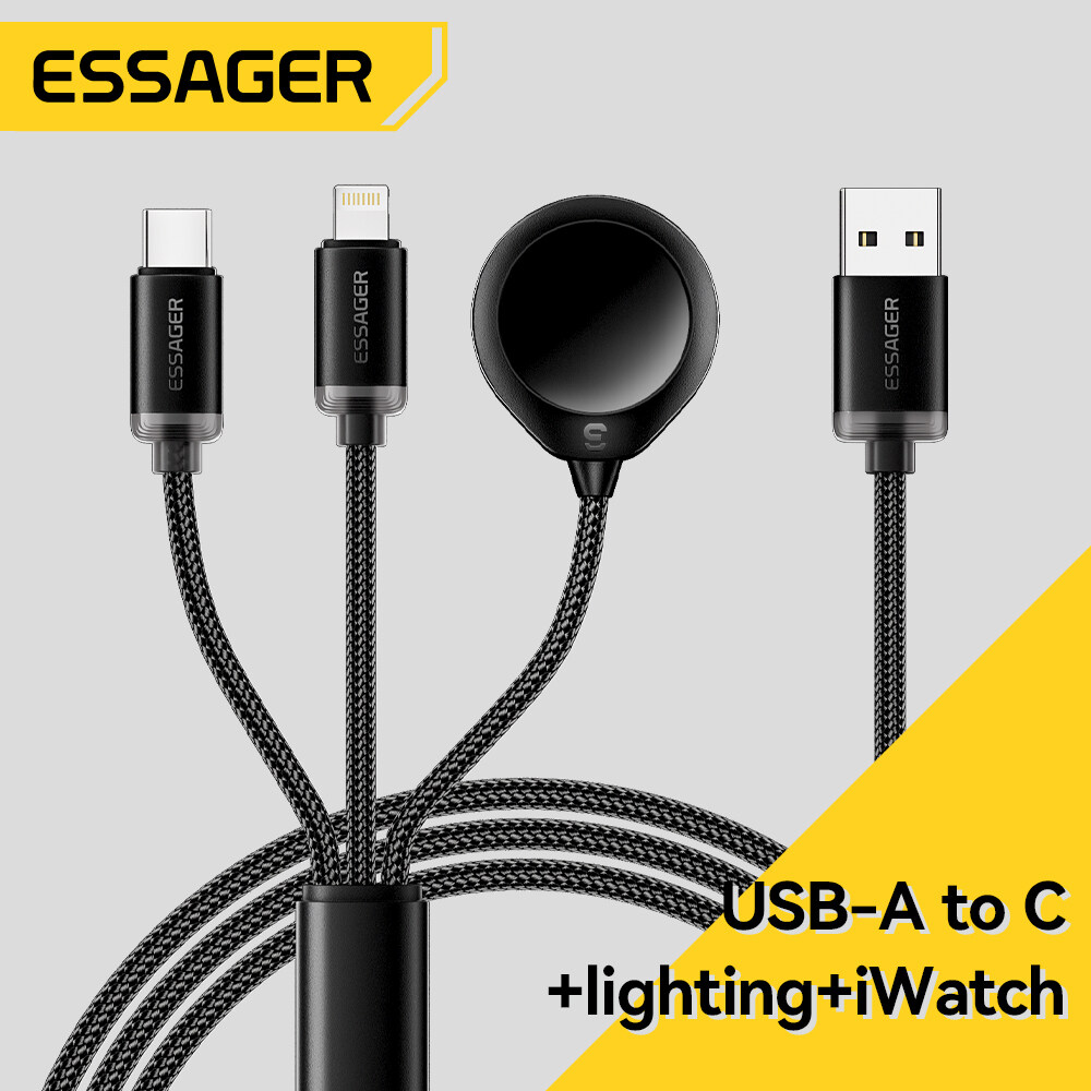 Essager 3-in-1 3A sét Loại C Cáp với iWatch Bộ sạc sạc nhanh không dây 480mbps truyền dữ liệu Khả nă