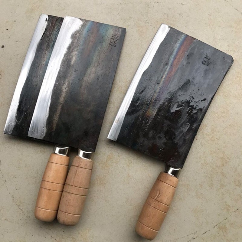 Gambar Bearing steel forging by hand old home kitchen knife slicing knife chop cutter deli knife sharp chef special cut bone