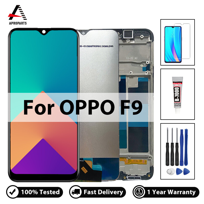 Màn hình 6.3 ''cho oppo f9 màn hình lcd bộ số hóa cảm ứng với khung cho oppo f9 pro a7x cph1823 cph1881 cph1825 màn hình lcd với công cụ miễn phí