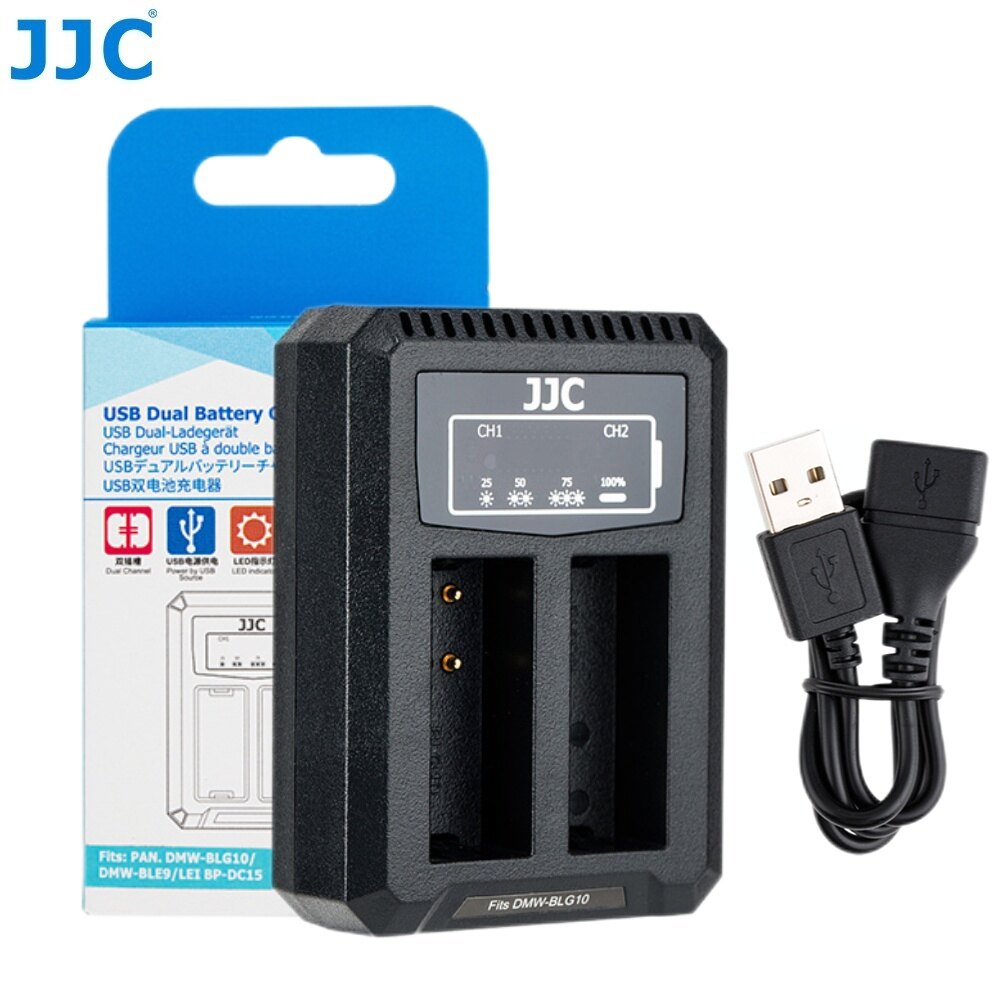 JJC Pin Kép sạc USB thay thế DMW-BTC9 cho Panasonic DMW-BLG10 Leica BP-DC15 pin của máy ảnh Lumix dc-gx9 gx85 zs100 lx100 II zs200 G100 / G110 DMC-gf6 GX7 Leica D-LUX (Typ 109) D-LUX 7 C-LUX