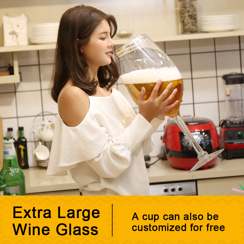 Gambar (Free logo engraving) 6500ML huge oversized glass, oversized glass for party, high temperature resistant large capacity bar goblet, beer mug, birthday wedding gift