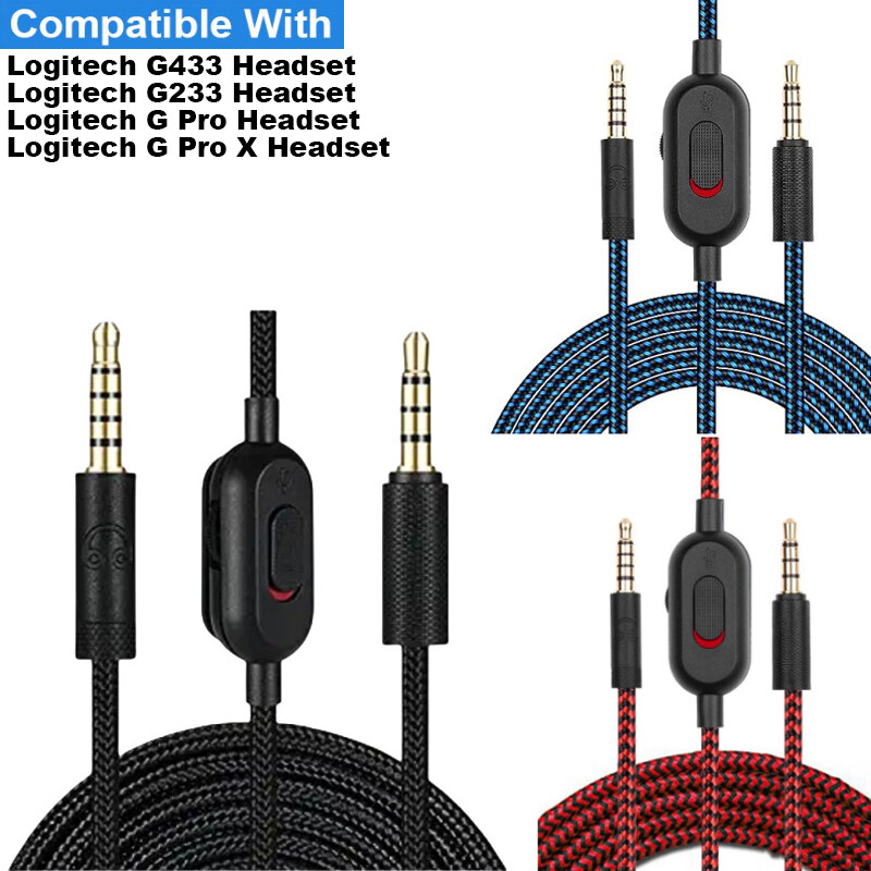 2M Braided Cable For Logitech G Pro Headset Volume Control