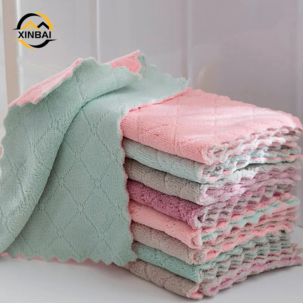 XINBAI Dishwashing Cloth 1/5PCS Kitchen Cleaning Wipes Household Multipurpose Absorbent Nonstick Oil Fiber Cleaning Cloth
