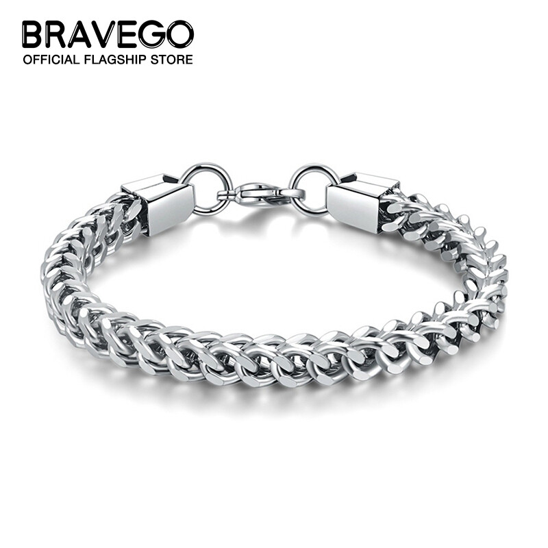 Bravego bằng thép không gỉ thời trang vòng tay nam hip hop 6 mm chiều rộng Chuỗi Vòng Đeo Tay đồ trang sức
