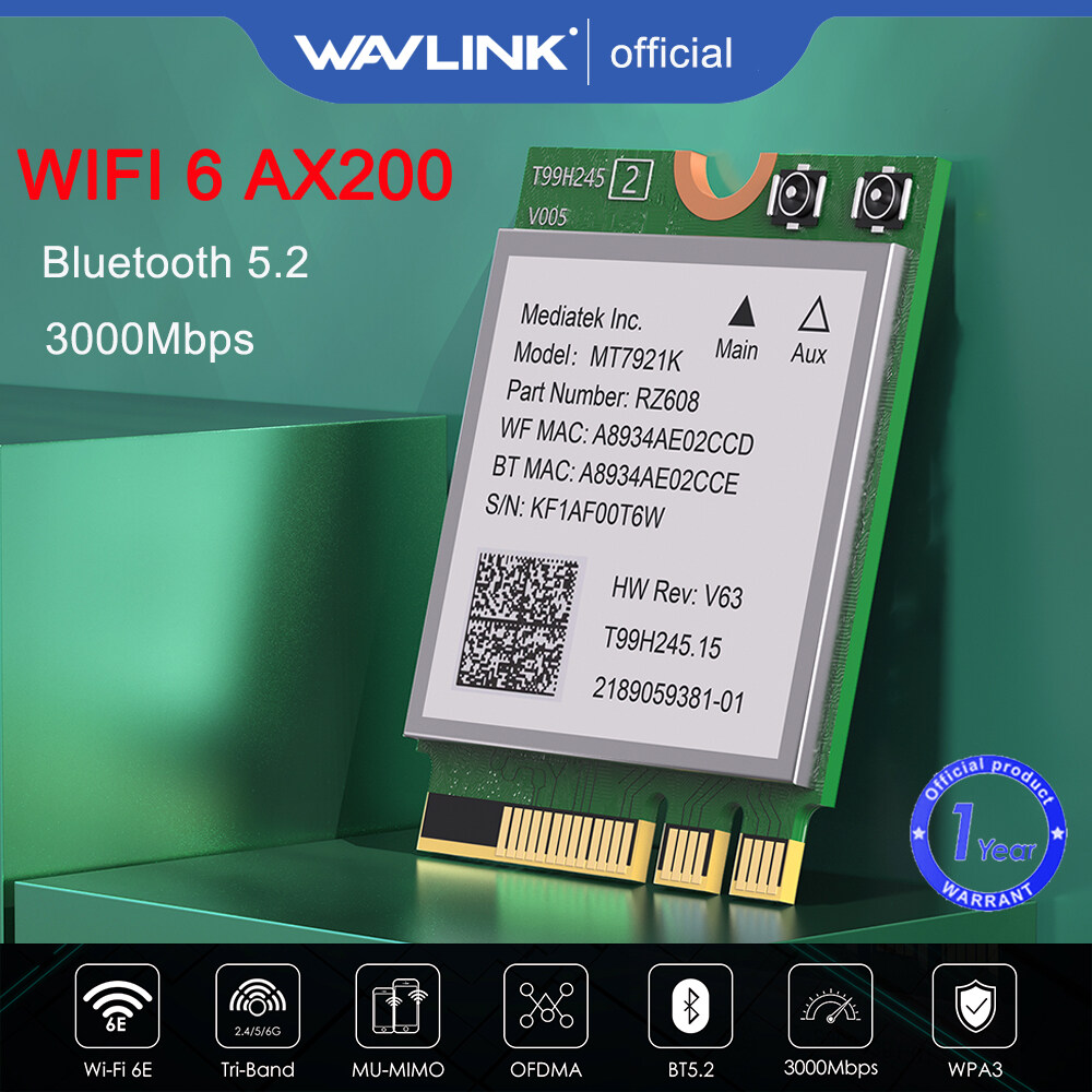 Wavlink AX200 WiFi 6 3000Mbps PCIE WiFi Adapter Dual Band 2.4GHz 574Mbps