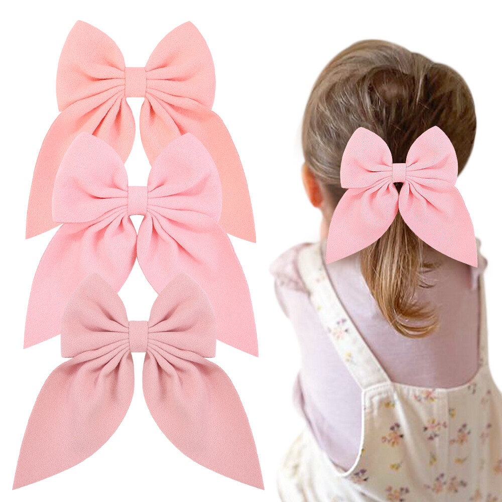 1 piece of pink hair clip new bow girl hair accessories clip hair outdoor