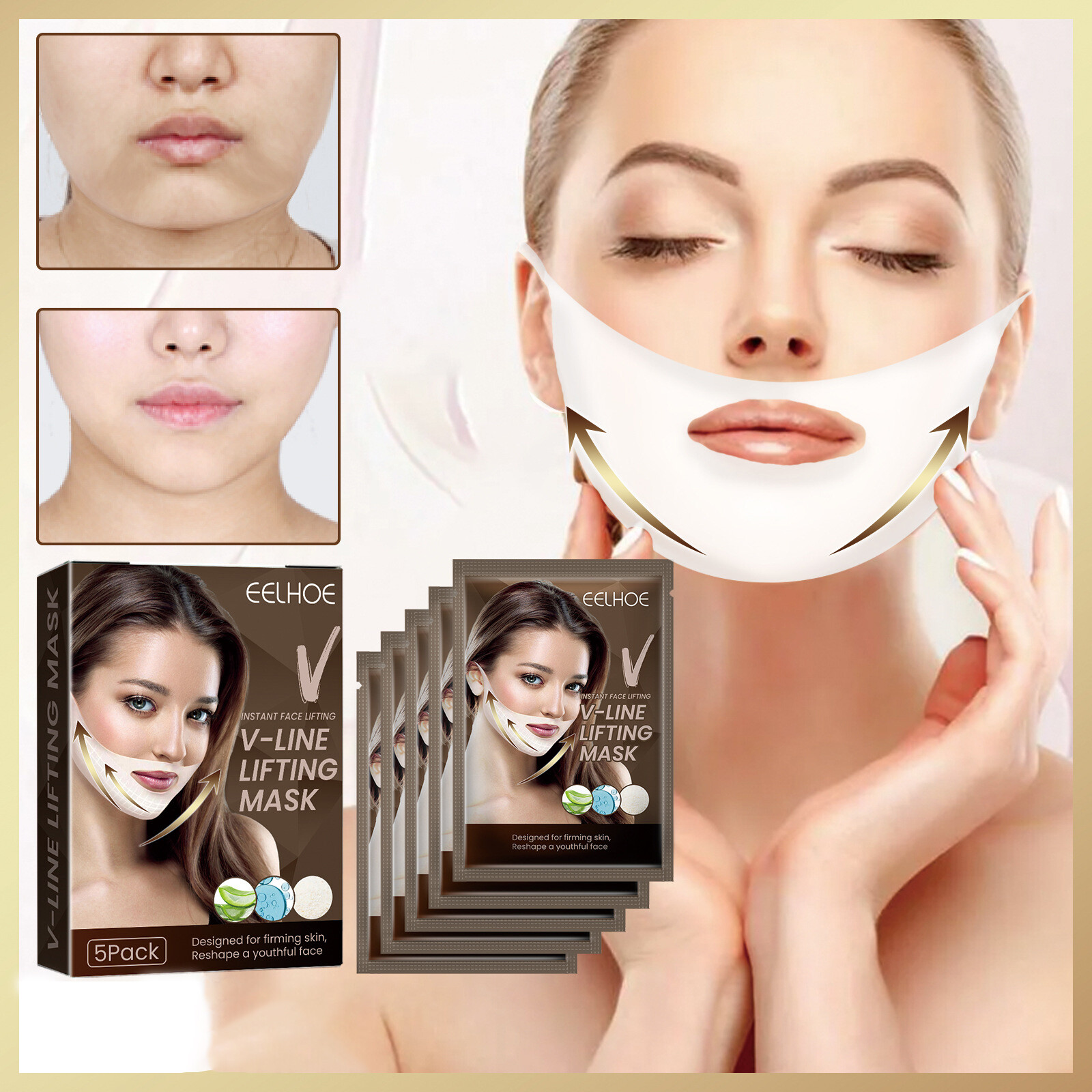  Eelhoe V-line nâng mặt nạ nâng mặt mặt nạ V định hình mặt cằm làm săn chắc dưỡng ẩm chống lão hóa v hình dạng mặt nâng lên mặt nạ chăm sóc da mặt nạ làm gầy cho cằm đôi remover slim lift shaper ngừa nếp nhăn dây đeo công cụ phụ nữ mặt collagen 