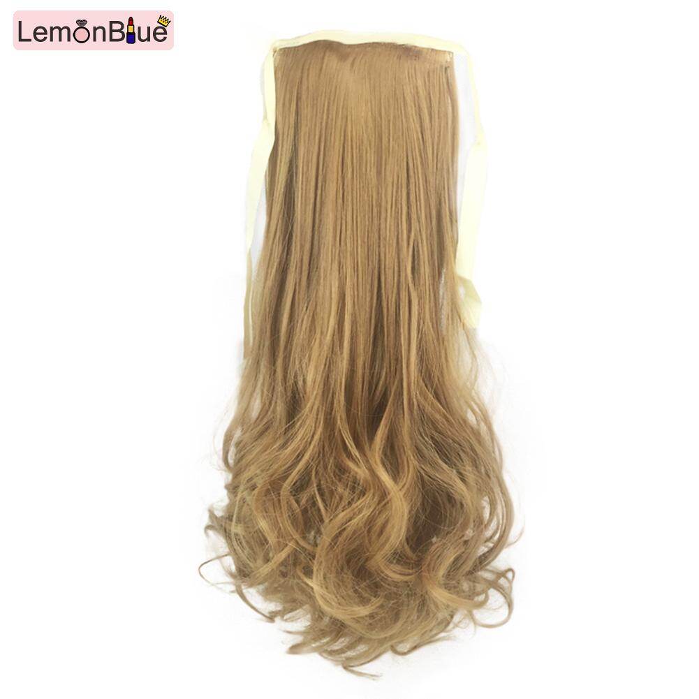 Gambar LemonBlue Ponytail Extensions Synthetic Hair Extension Wig Lace up Long Ponytail Wig Linen+curls