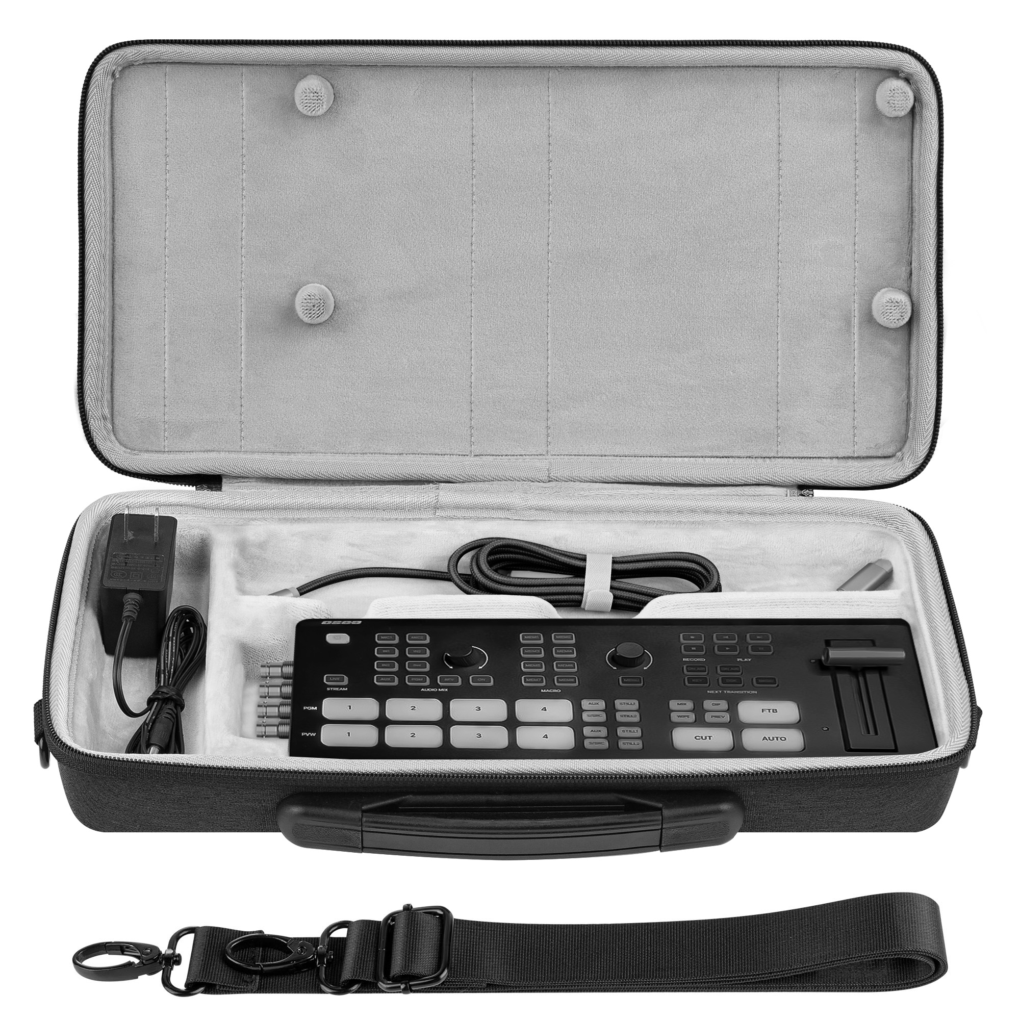 GEEKRIA Audio Interface Carrying Case, for Osee GoStream Deck/GoStream Deck Pro/GoStream Duet, EVA Hard Shell Portable Travel Bag (Dark Gray)