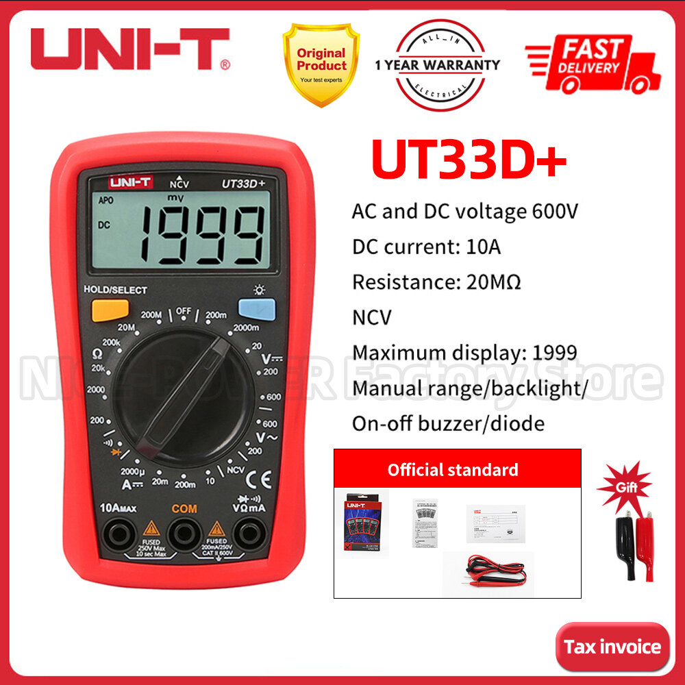 11.11 (Sẵn Sàng) UNI-T UT33D + Đồng Hồ Vạn Năng Kỹ Thuật Số Mini 600V NCV Kích Thước Lòng Bàn Tay Phạm Vi AC DC Vôn Kế Ampe Kế Điện Trở Máy Đo Điện Trở Miễn Phí Vận Chuyển