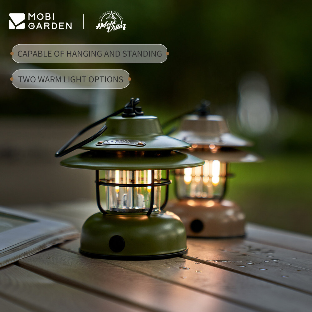 Mobi garden đèn lồng cắm trại cổ điển đèn led treo lều đèn đi bộ đường dài di động