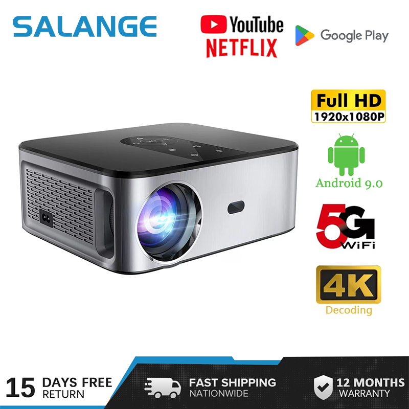 Salange X3 Portable Projector Full HD 1080P 5G WiFi Bluetooth Android 9.0 500 ANSI Full HD 4K 1080P Outdoor Movie Smart Home Theater Proyector ราคา 4,444 บาท*ส่งฟรี