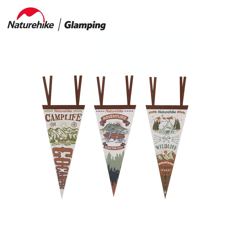 Naturehike 3 cờ cắm trại cờ hiệu không gian cắm trại siêu nhẹ lều vườn tiệc dã ngoại cầm tay trang trí cờ nỉ hình tam giác cổ điển