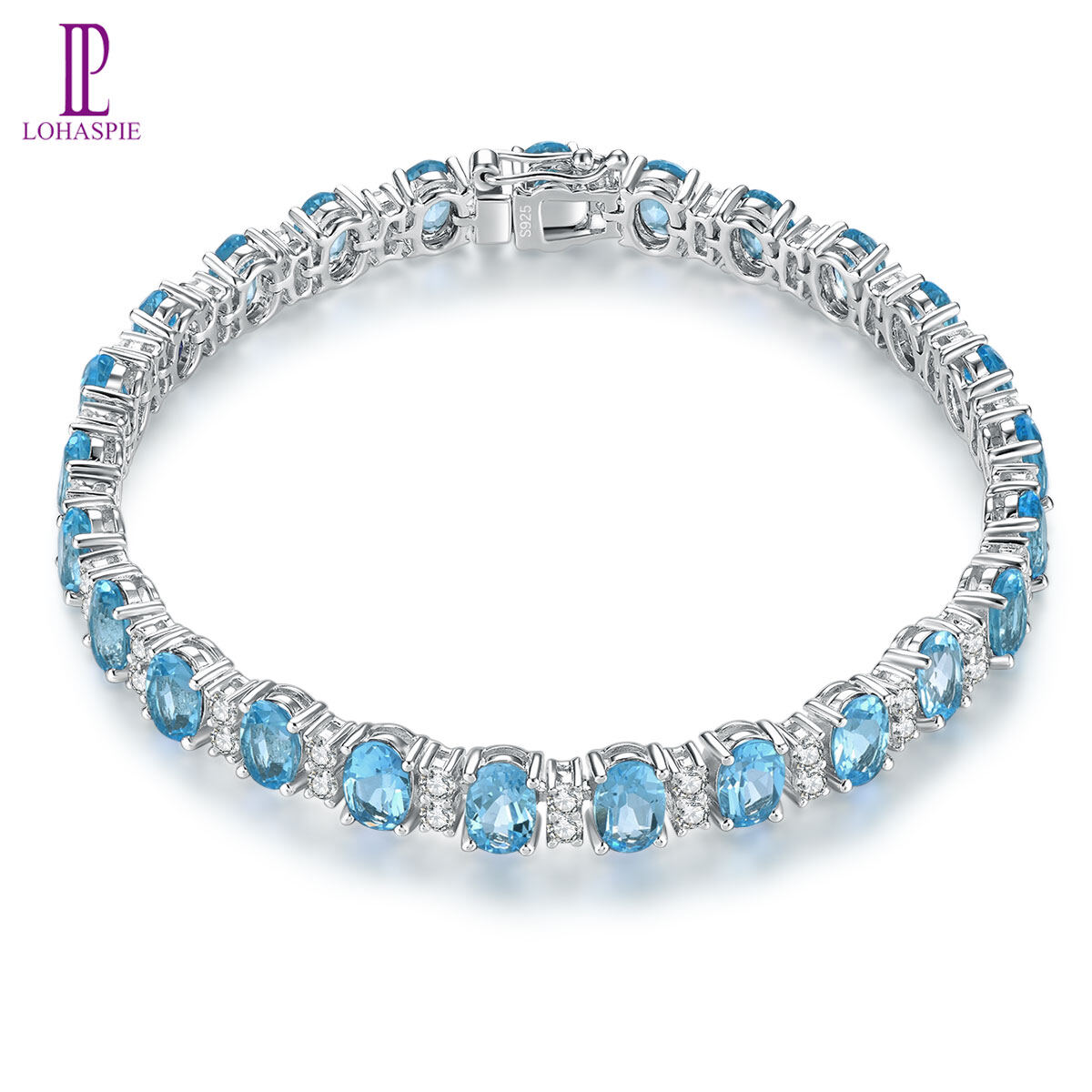 Lohaspie Jewelry Pure 13 Carats 925 Sterling Silver Amethyst Bracelet Natural Swiss Blue Topaz Bracelet 925 Sterling Silver Bracelet With Gem Women Fashion Bracelet Jewelry ราคา 3,646 บาท*ส่งฟรี