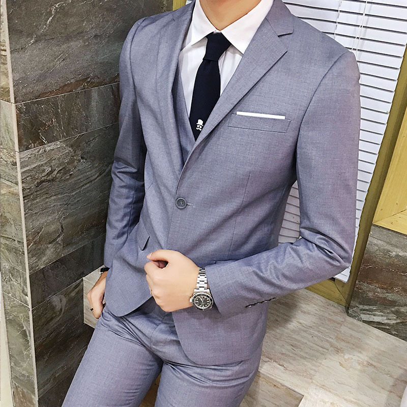 Ready Stock 3 Piece Set Men Business Suit Formal Suits Slim Men Wedding Suit