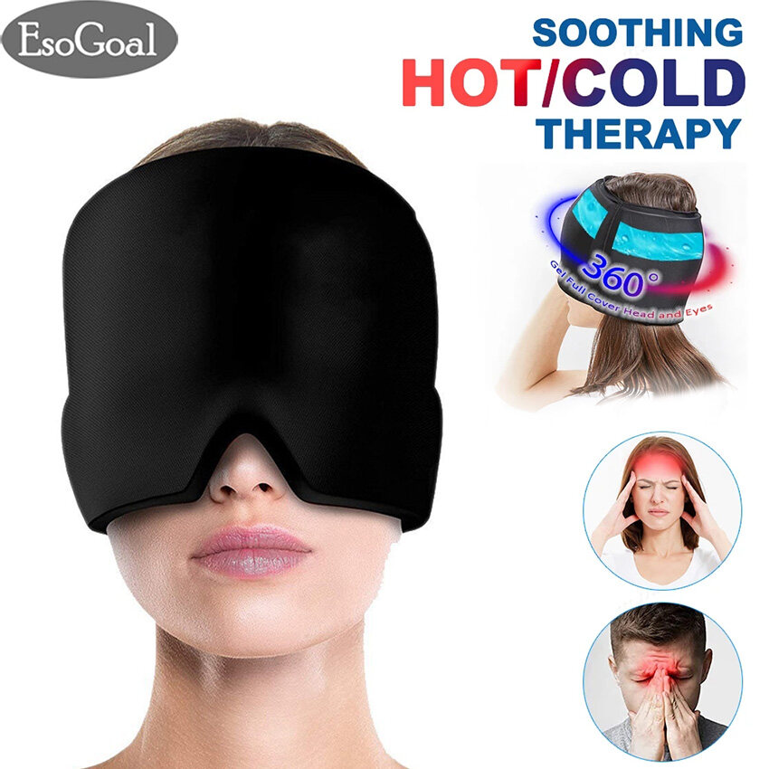 Esogoal Mũ Relief Gel trị liệu lạnh nóng gel lạnh đau đầu đau nửa đầu Relief Mũ nắp Massager chống căng thẳng đầu mặt nạ mắt băng Mũ Dụng cụ mát xa điều trị giảm đau Relief trị liệu massage