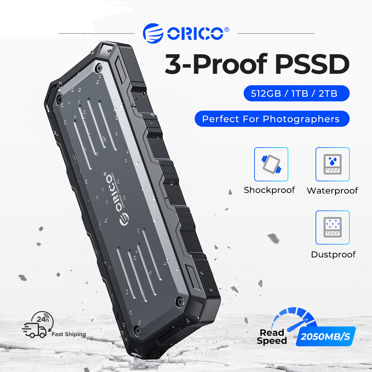 ORICO 2000 MB/giây usb3.2 Gen2 xách tay SSD 512GB/1TB/2TB 2-in-1 cáp dữ liệu chống bụi chống sốc chống thấm nước hoàn hảo cho cuộc phiêu lưu ngoài trời