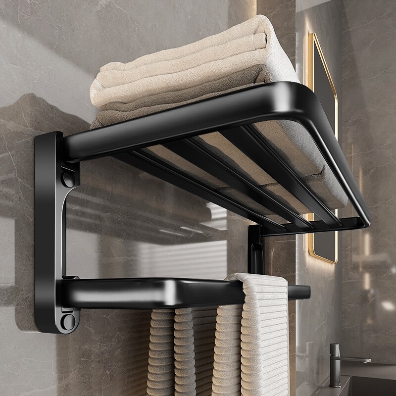 Gambar Bathroom towel rack from punch light wind luxury space aluminum wei yu hang bathroom shelf folded towel rack