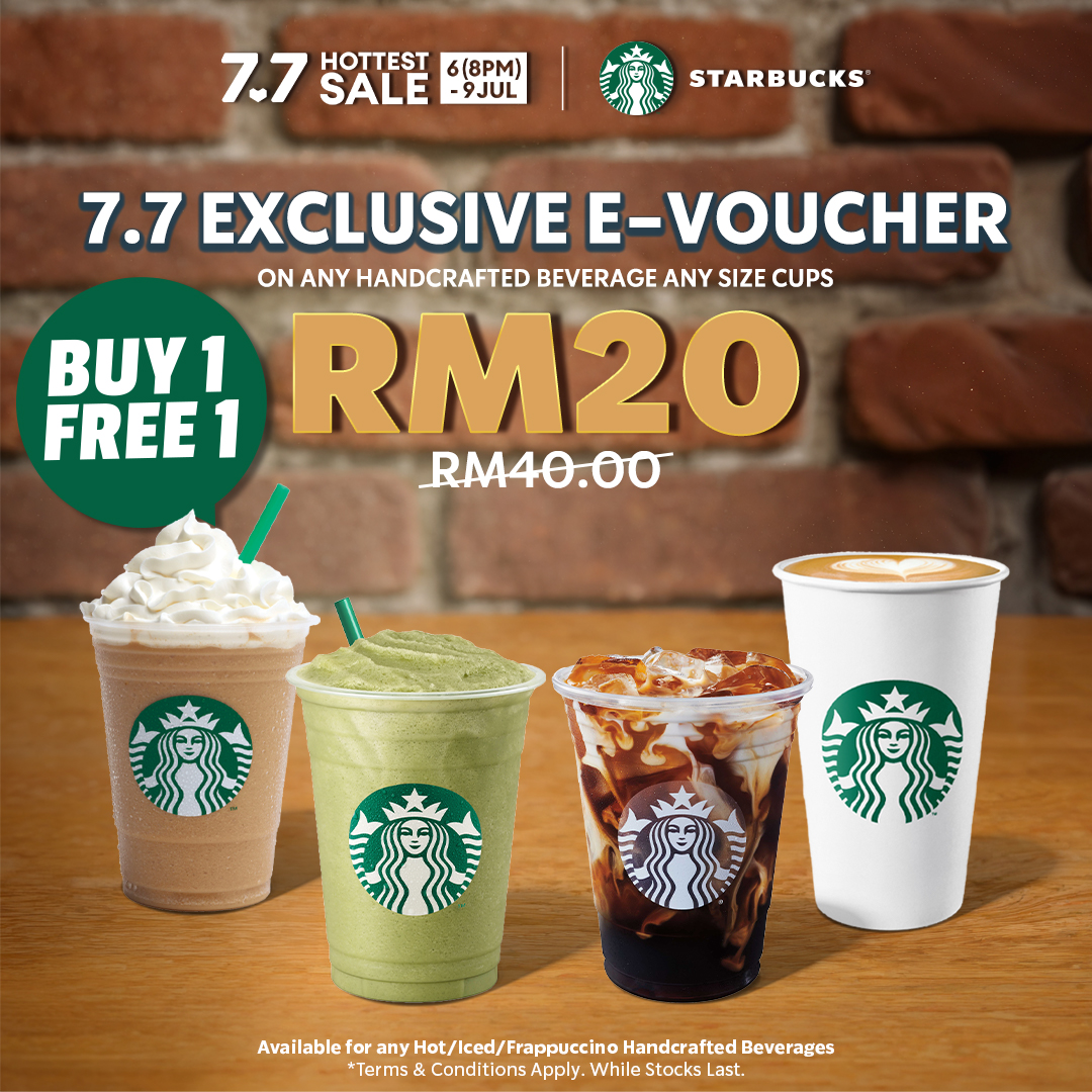 Starbucks 大杯饮料！超划算！ ✅ Starbucks Buy 1 Free 1： 通过Starbucks La
