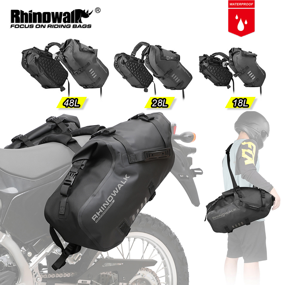 Rhinowalk Motorcycle Saddle bag 18L/28L/48L Large Capacity 100% Waterproof Two Colors lightweight Design Crossbody Travel Storage Panniers Rich External Suspension For Adv Large Vehicles Street Racing Heavy Cruise And Other Multi-Functional Vehicles Giá 4,155,170 Đồng*Miễn phí vận chuyển