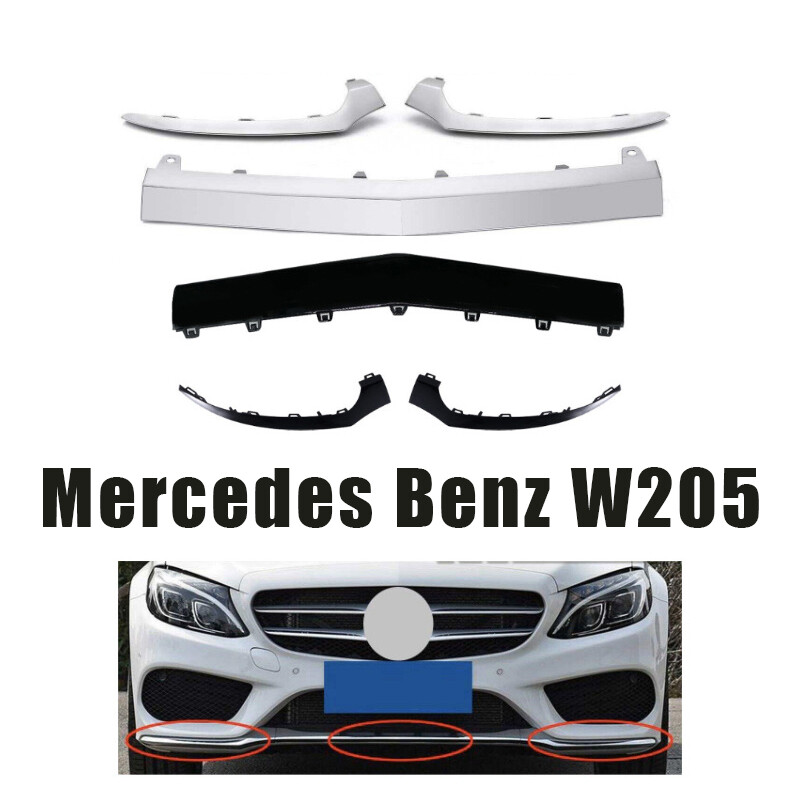 Mercedes Benz W205 thanh cản trước trang trí bằng crôm Bìa xe cánh gió trước bộ dụng cụ tạo kiểu phụ kiện bổ sung Benz C200 C250