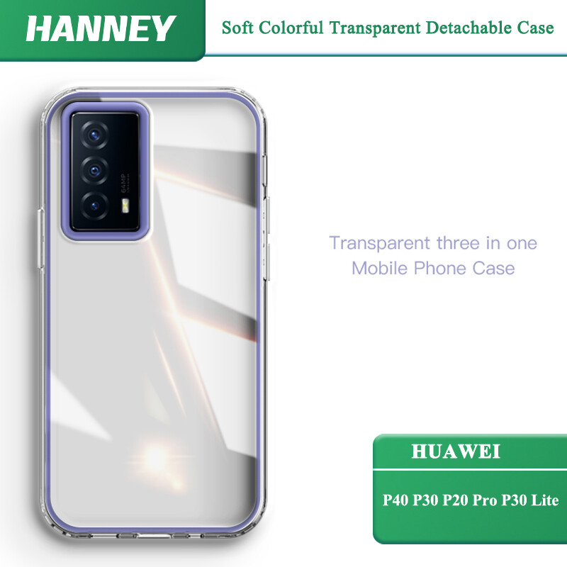 HANNEY Cho Huawei P50 P40 P30 P20 Pro P30 Lite Vỏ Điện Thoại Mềm Mại Nhiều Màu Sắc Trong Suốt Có Thể Tháo Rời Bảo Vệ Máy Ảnh Có Thể Tháo Rời Vỏ Mặt Sau Chống Sốc Vỏ MMTM-01