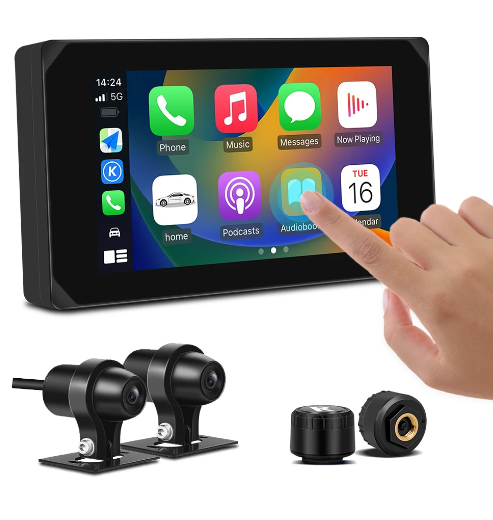 VSYS Waterproof Motorcycle DVR CS5 Wireless Carplay Android Auto TPMS Front & Rear 1080p Cameras Bluetooth WiFi GPS Navigation ราคา 3,579 บาท*ส่งฟรี