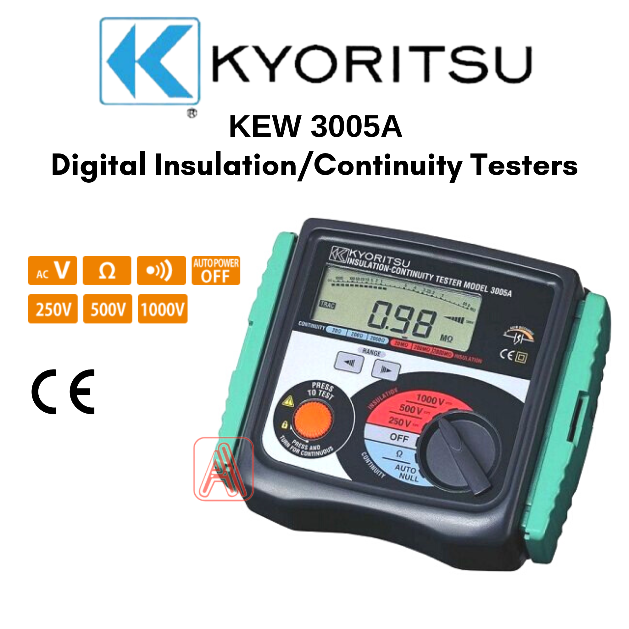 Medidor De Aislamiento Digital Kyoritsu 3005A 1kV, 40% OFF