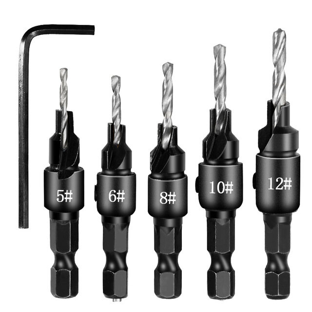 Geber gỗ lỗ dụng cụ mở bộ lục giác vít phần cứng dụng cụ mũi khoan mũi khoan mũi khoan côn khoan lỗ doa