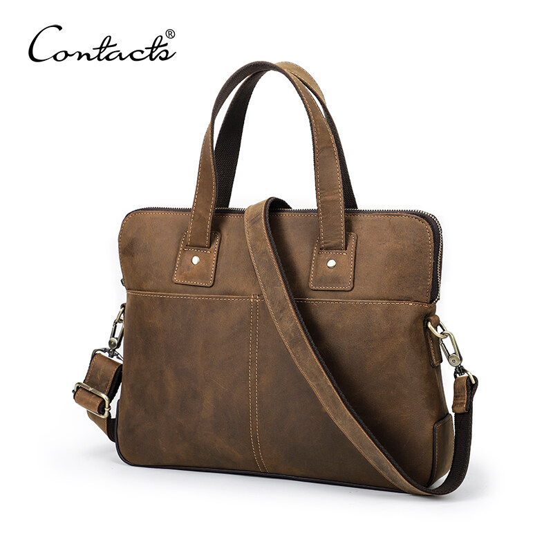 CONTACT S Genuine Leather Laptop Bags for Men Business Messenger Shoulder