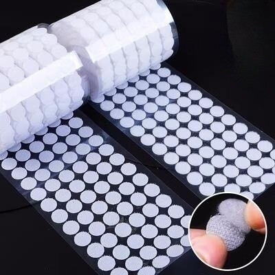 Self-Adhesive Velcro Dots, White Hook & White Loop Sticky Velcro Tapes