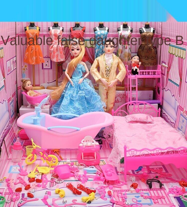 Cheap Toy House Barbie doll set large gift box Castle Villa girl children play house princess wedding dress