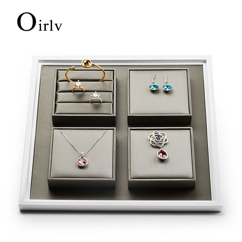 Oirlv khay trưng bày trang sức giá trưng bày bông tai vòng cổ nhẫn bằng da giá trưng bày trang sức p036