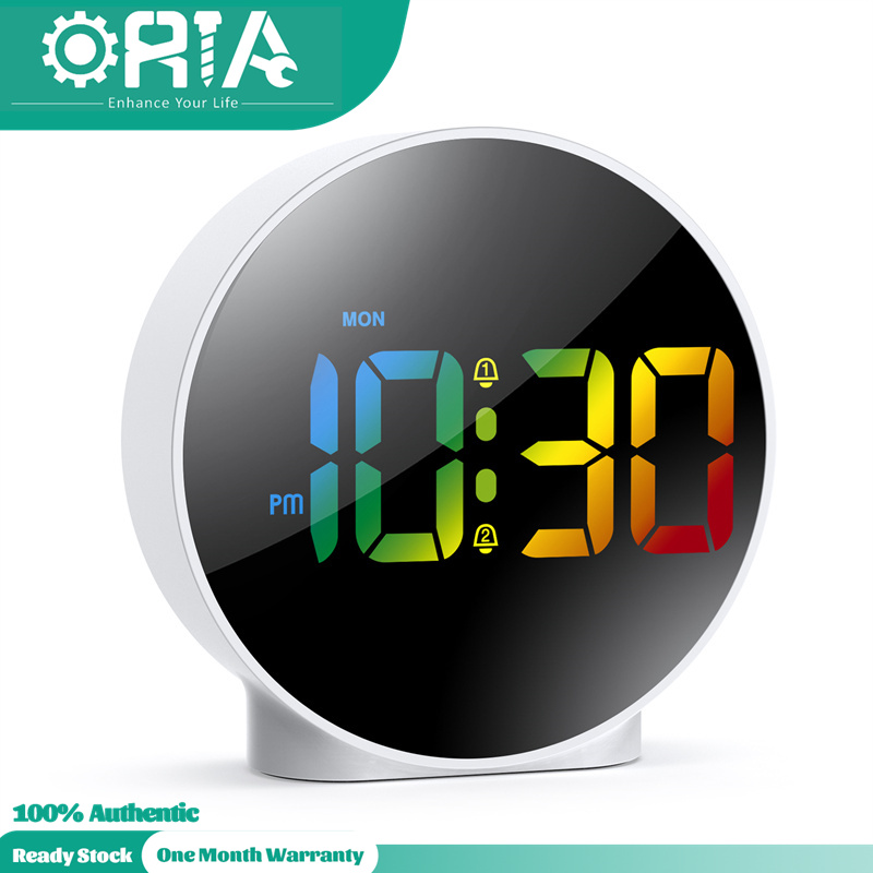 ORIA Digital Alarm Clock USB LED Digital Clock Touch Sensing 12/24H Format Dual Alarm Desk Clock with Snooze Large Screen Dimmable for Bedroom Bedside Office Students Kids Elderly