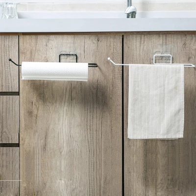 1 pc Kitchen Wall Self-adhesive Roll Paper Holder Towel Storage Rack Tissue Hanger Cabinet Hanging Shelf Bathroom organizer toilet paper holder Accessories (1)