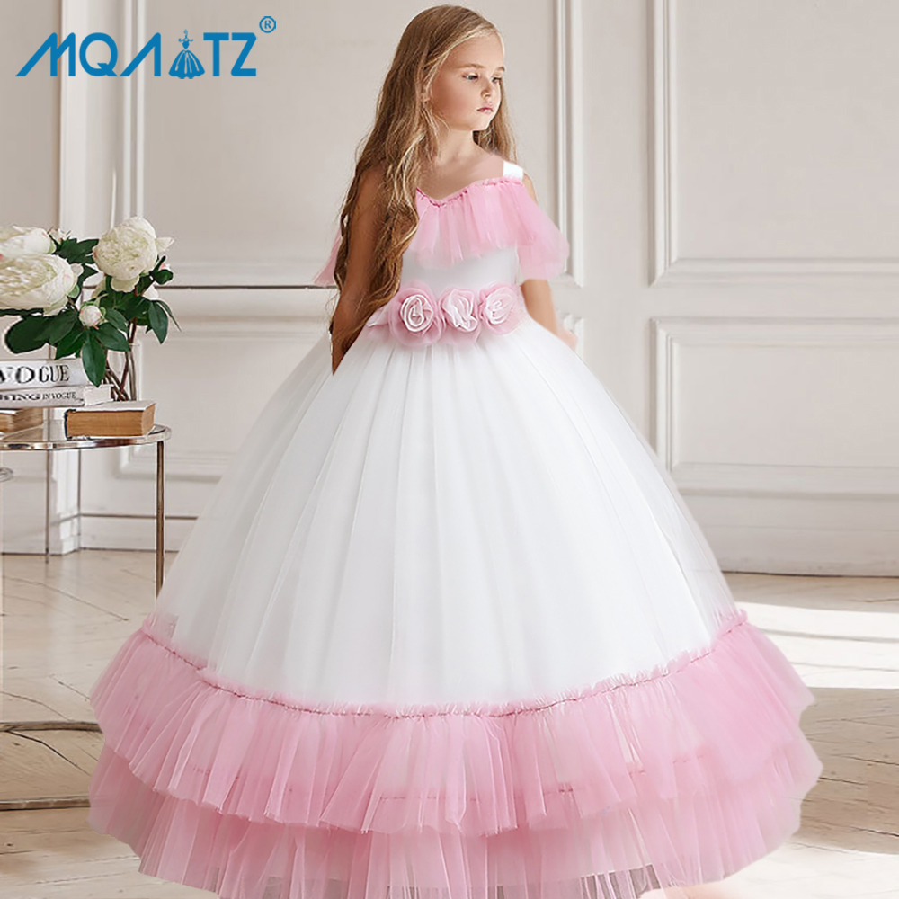 MQATZ Formal Girl Princess Pink Long Dress Kids Party Gown Prom Pageant Clothes Children Clothing Birthday Evening Costume LP-395 ราคา 706 บาท*ส่งฟรี